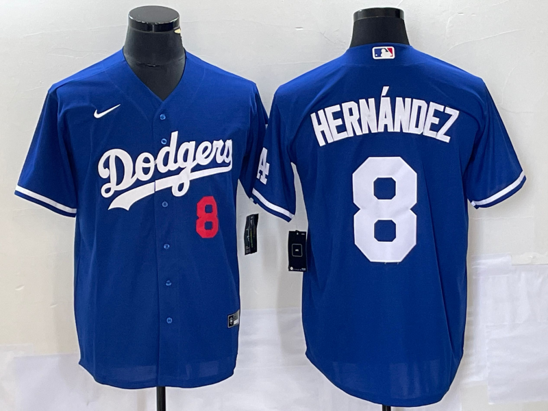 Men's Los Angeles Dodgers #8 Enrique Hernández Blue Cool Base Stitched Jersey Men's Los Angeles Dodgers #8 Enrique Hernández Blue Cool Base Stitched Jersey